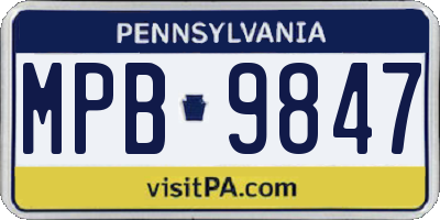 PA license plate MPB9847
