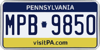 PA license plate MPB9850