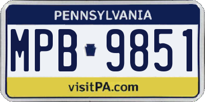 PA license plate MPB9851