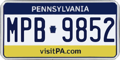 PA license plate MPB9852