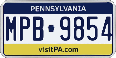 PA license plate MPB9854