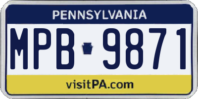 PA license plate MPB9871