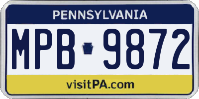 PA license plate MPB9872