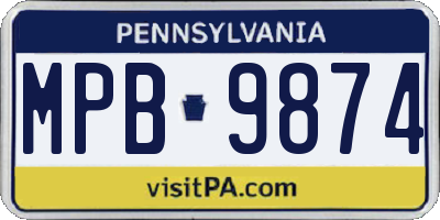 PA license plate MPB9874