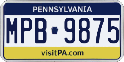 PA license plate MPB9875