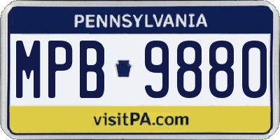 PA license plate MPB9880