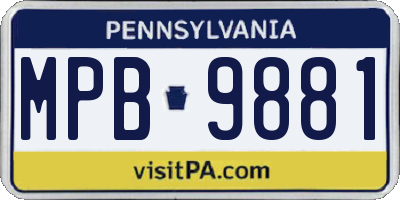 PA license plate MPB9881