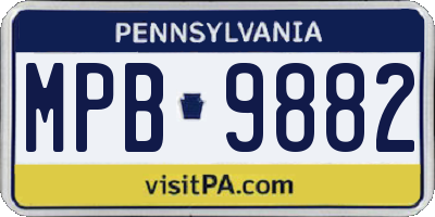 PA license plate MPB9882