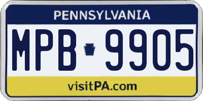 PA license plate MPB9905