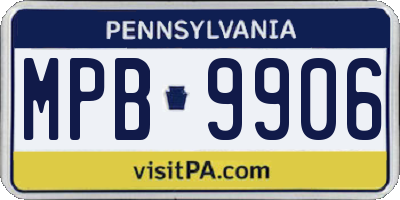 PA license plate MPB9906