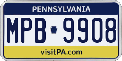 PA license plate MPB9908