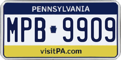 PA license plate MPB9909