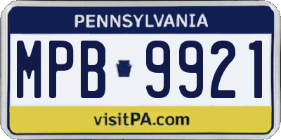 PA license plate MPB9921