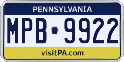 PA license plate MPB9922