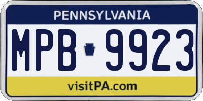 PA license plate MPB9923