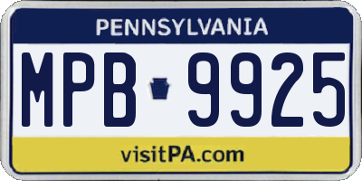 PA license plate MPB9925