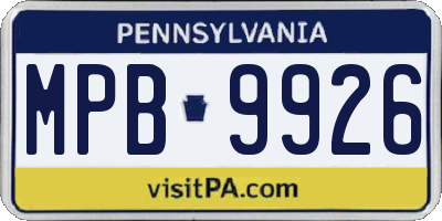 PA license plate MPB9926