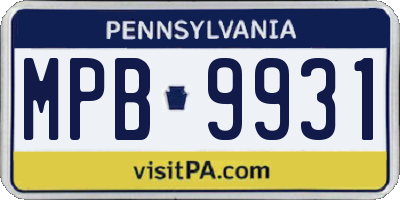 PA license plate MPB9931