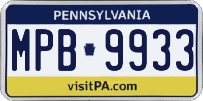 PA license plate MPB9933