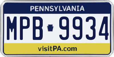 PA license plate MPB9934