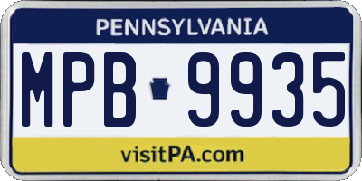 PA license plate MPB9935