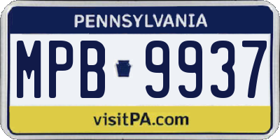 PA license plate MPB9937