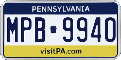 PA license plate MPB9940