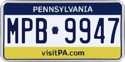 PA license plate MPB9947