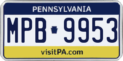 PA license plate MPB9953