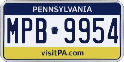 PA license plate MPB9954