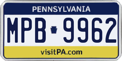 PA license plate MPB9962
