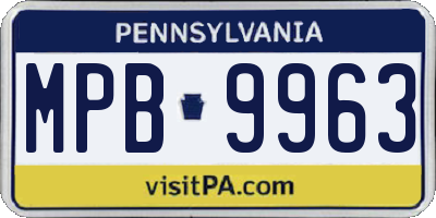 PA license plate MPB9963