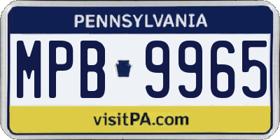 PA license plate MPB9965