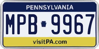 PA license plate MPB9967