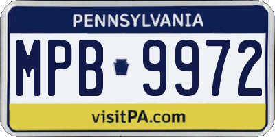PA license plate MPB9972
