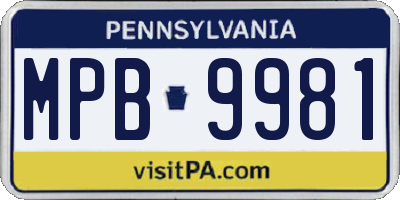 PA license plate MPB9981