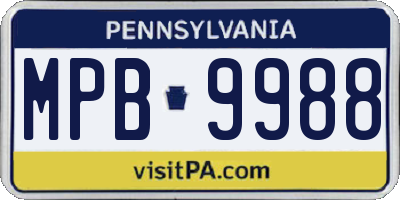 PA license plate MPB9988