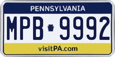 PA license plate MPB9992