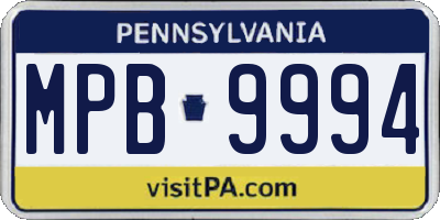 PA license plate MPB9994