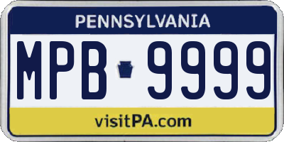 PA license plate MPB9999