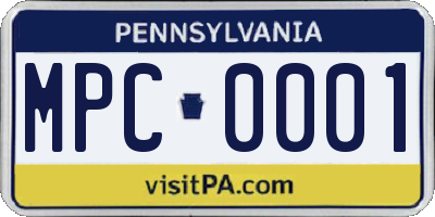 PA license plate MPC0001