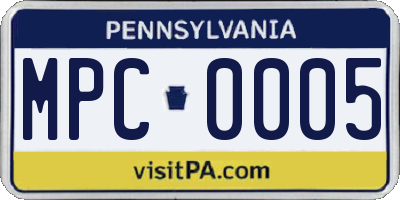 PA license plate MPC0005