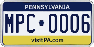 PA license plate MPC0006