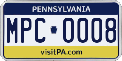 PA license plate MPC0008