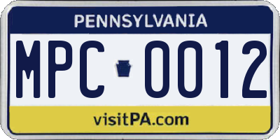 PA license plate MPC0012