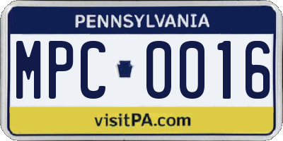 PA license plate MPC0016