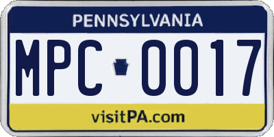 PA license plate MPC0017