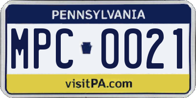 PA license plate MPC0021