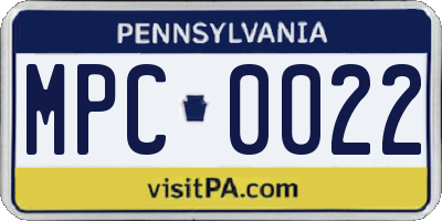 PA license plate MPC0022