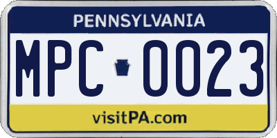 PA license plate MPC0023